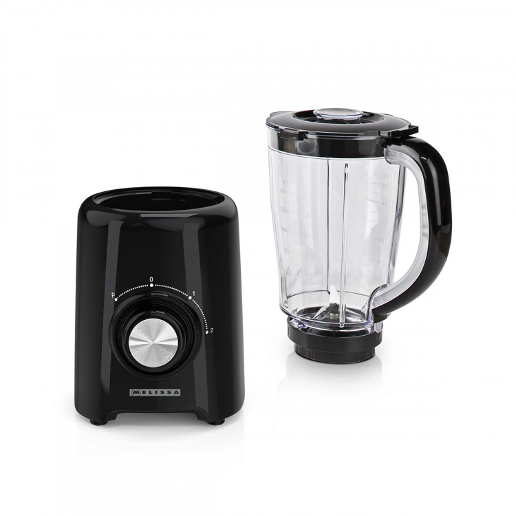 MELISSA Staande blender | 800 W | 2 snelheden + puls | 4 roestvrijstalen bladen | Kunststof kan | Zwart