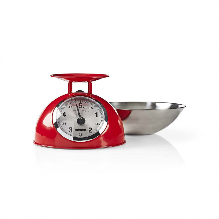 MELISSA Retro keukenweegschaal | Analoog | Metalen behuizing | Afneembare kom | Max. 5kg | Stapjes van 25 gram | Rood MELISSA Retro keukenweegschaal | Analoog | Metalen behuizing | Afneembare kom | Max. 5kg | Stapjes van 25 gram | Rood