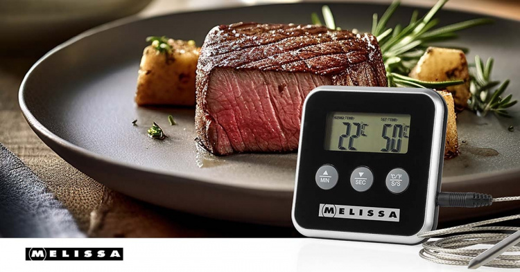 MELISSA Vleesthermometer | tot 250°C | Alarmtimer | LCD-scherm MELISSA Vleesthermometer | tot 250°C | Alarmtimer | LCD-scherm