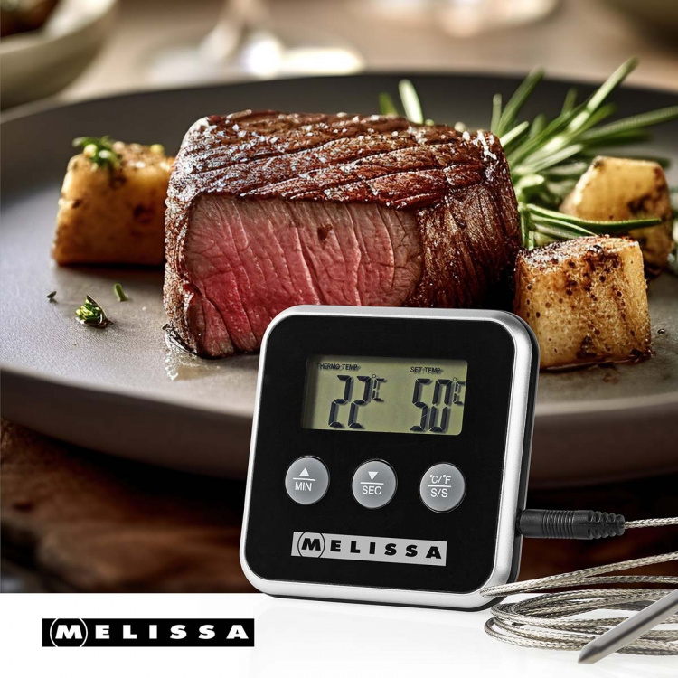 MELISSA Vleesthermometer | tot 250°C | Alarmtimer | LCD-scherm MELISSA Vleesthermometer | tot 250°C | Alarmtimer | LCD-scherm
