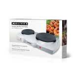 MELISSA Dubbele elektrische kookplaat | 2300 W | Ø 18,5 + 15,5 cm | 5 warmtestanden | Antislipvoetjes | Wit