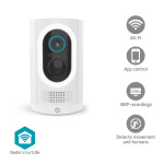 Nedis SmartLife Camera voor Buiten | Spotlight | 3MP Full HD 1296p | IP65 | Max. batterijduur: 6 Maanden | Cloud Opslag (optioneel) / microSD (niet inbegrepen) | 5 V DC | Met bewegingssensor | Nachtzicht | Wit