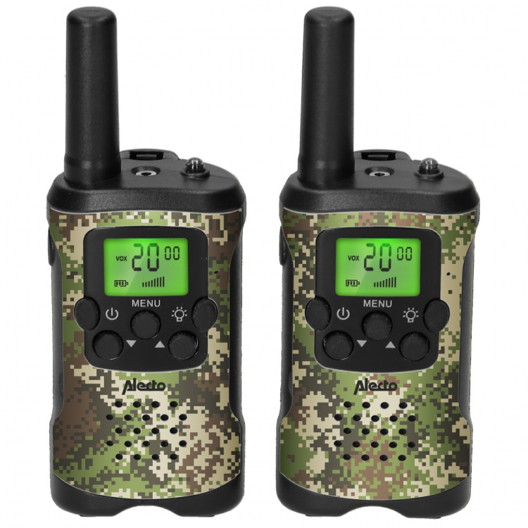 Alecto Set van 2 walkie talkies met bereik tot 7 kilometer Camouflage