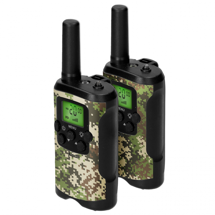 Alecto Set van 2 walkie talkies met bereik tot 7 kilometer Camouflage