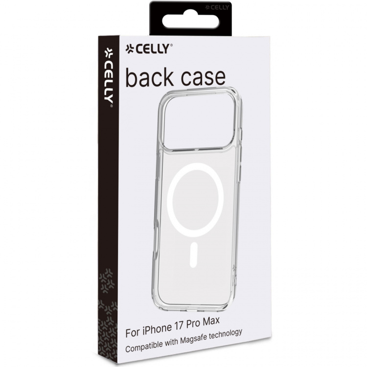 Celly Gelskinmag TPU Cover MagSafe-kompatibelt iPhone 17 Pro Max Transparent