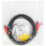 LogiLink Audiokabel 2 x RCA-hane - 2 x RCA-hane 2,5m Svart