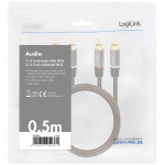 LogiLink Audiokabel 2 x RCA-hane - 2 x RCA-hane 0,5m Metall Svart