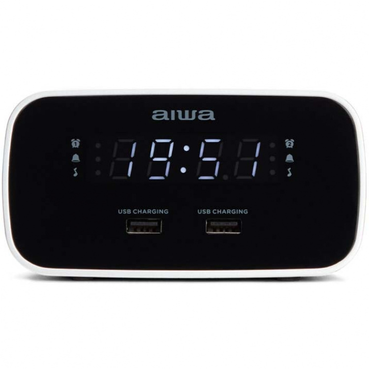 AIWA Klockradio Två alarm USB ladd-uttag Svart AIWA Klockradio Två alarm USB ladd-uttag Svart