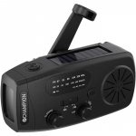 Champion Vevradio med ficklampa och solcell Svart