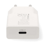 Nedis Oplader | 20 W | GaN | PD3.0 | Snellaad functie | 1.67 / 2.22 / 3.0 A | Outputs: 1 | USB-C™ | Lightning 8-Pins (Los) Kabel | 1.00 m | Automatische Voltage Selectie | Wit