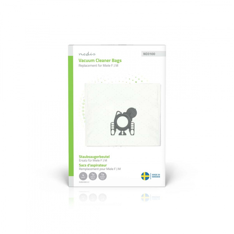Nedis Stofzuigerzak | 4 Stuks | Synthetisch | Meest verkocht voor: Miele FJM | Wit