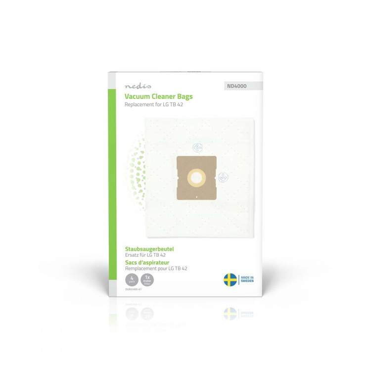 Nedis Stofzuigerzak | 4 Stuks | Synthetisch | Meest verkocht voor: LG TB 42 | Wit Nedis Stofzuigerzak | 4 Stuks | Synthetisch | Meest verkocht voor: LG TB 42 | Wit