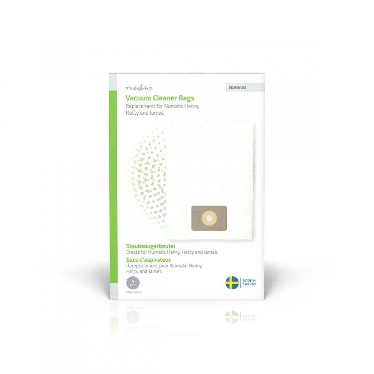 Nedis Stofzuigerzak | 4 Stuks | Synthetisch | Meest verkocht voor: Numatic Henry / Hetty / James | Wit