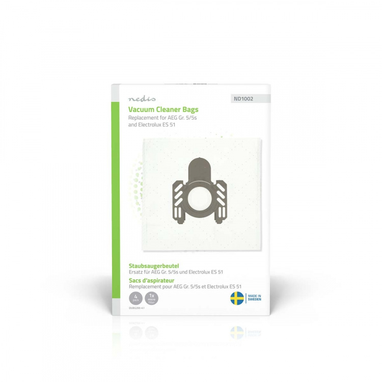 Nedis Stofzuigerzak | 4 Stuks | Synthetisch | Meest verkocht voor: AEG Gr. 5/5s and Electrolux ES 51 / AEG GR5 / Electrolux E51 | Wit