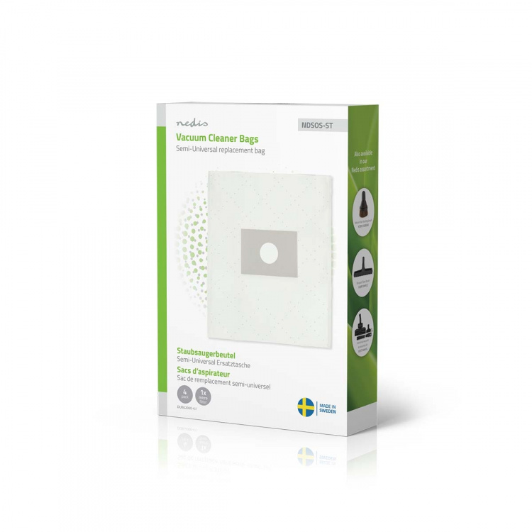 Nedis Stofzuigerzak | 4 Stuks | Synthetisch | Meest verkocht voor: Semi-Universal | Wit