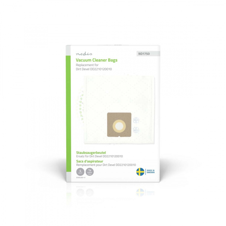 Nedis Stofzuigerzak | 4 Stuks | Synthetisch | Meest verkocht voor: Dirt Devil Swiffy M 1550 - 1556 Series | Wit