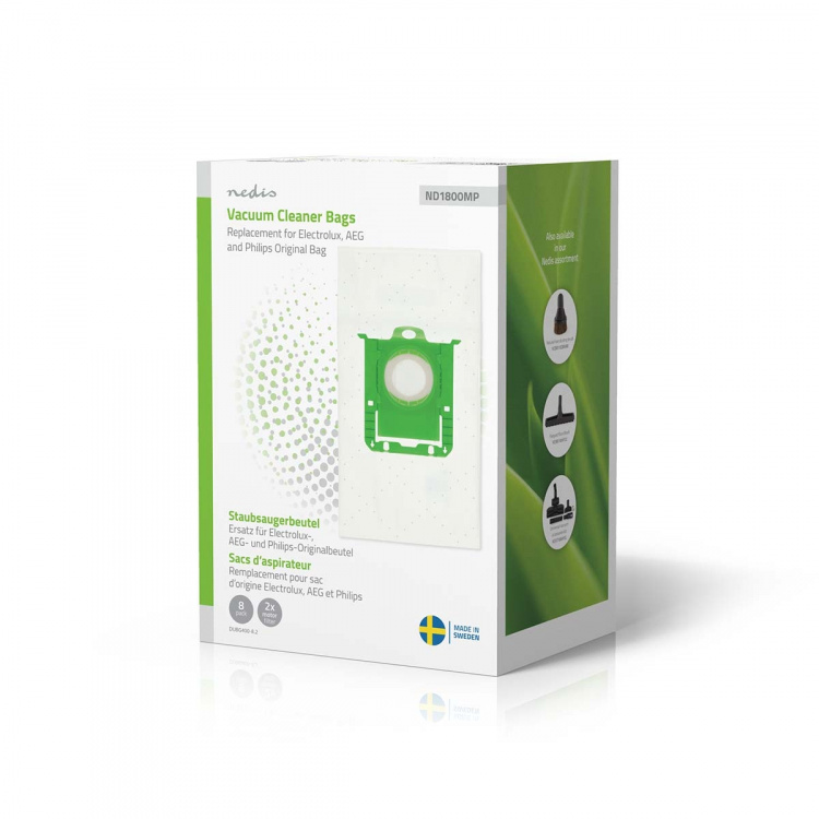 Nedis Stofzuigerzak | 8 Stuks | Synthetisch | Meest verkocht voor: Replacement for Electrolux, AEG and Philips Original Bag | Wit Nedis Stofzuigerzak | 8 Stuks | Synthetisch | Meest verkocht voor: Replacement for Electrolux, AEG and Philips Original Bag | Wit