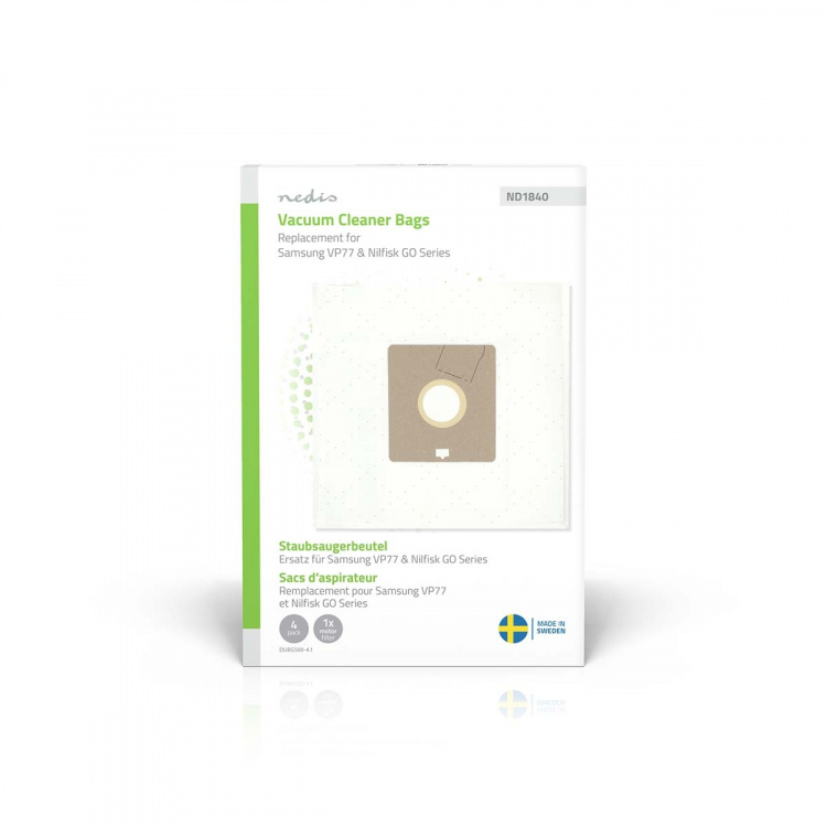 Nedis Stofzuigerzak | 4 Stuks | Synthetisch | Meest verkocht voor: Nilfisk Go Series / Samsung VP77 | Wit
