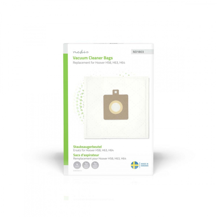Nedis Stofzuigerzak | 4 Stuks | Synthetisch | Meest verkocht voor: Hoover H58 | Wit