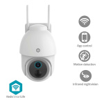 Nedis SmartLife Camera voor Buiten | Spotlight | 3MP Full HD 1296p | Pan tilt | IP65 | Max. batterijduur: 3 Maanden | Cloud Opslag (optioneel) / microSD (niet inbegrepen) | 5 V DC | Met bewegingssensor | Nachtzicht | Wit