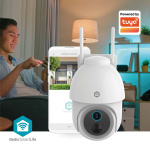Nedis SmartLife Camera voor Buiten | Spotlight | 3MP Full HD 1296p | Pan tilt | IP65 | Max. batterijduur: 3 Maanden | Cloud Opslag (optioneel) / microSD (niet inbegrepen) | 5 V DC | Met bewegingssensor | Nachtzicht | Wit