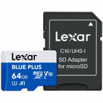 Lexar MicroSDHC Blue Plus UHS-I met SD-adapter 64GB