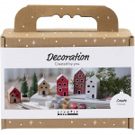 Mini Craft Kit Decoratie - Huizen - kerstkleuren (977825)