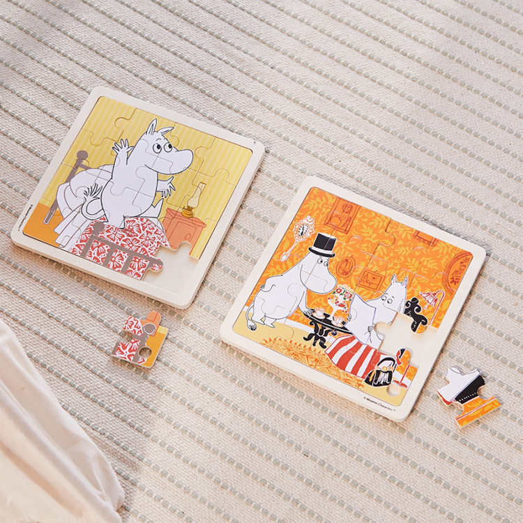 Moomin Pussel 16 Pcs Wooden Puzzle Bedtime Jumping