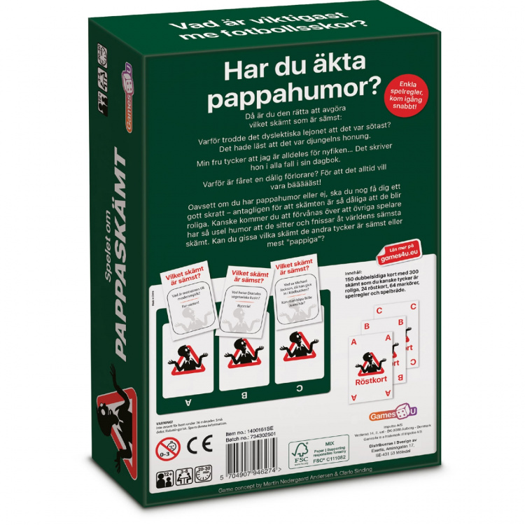 Games4U Sällskapsspel Spelet om PAPPASKÄMT (SE)