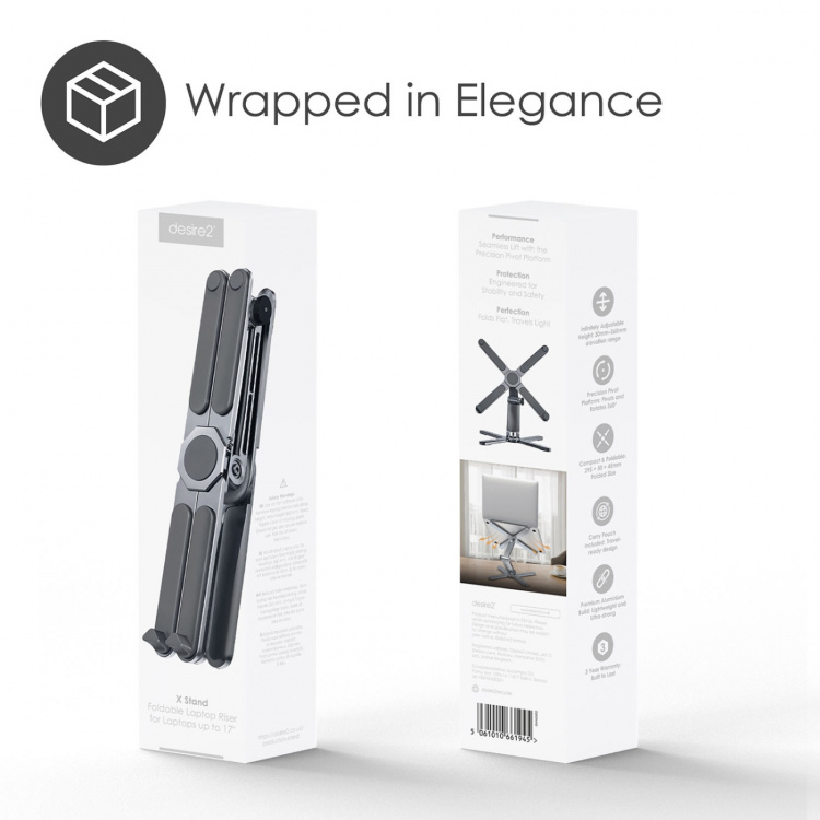 Desire2 Datorstöd X Stand Hopfällbar Aluminium