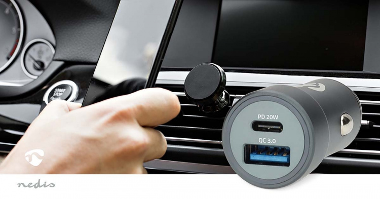Nedis Autolader | 38 W | 1.5 / 1.67 / 2.0 / 2.22 / 3.0 A | Outputs: 2 | Poorttype: USB-A / USB-C™ | Automatische Voltage Selectie