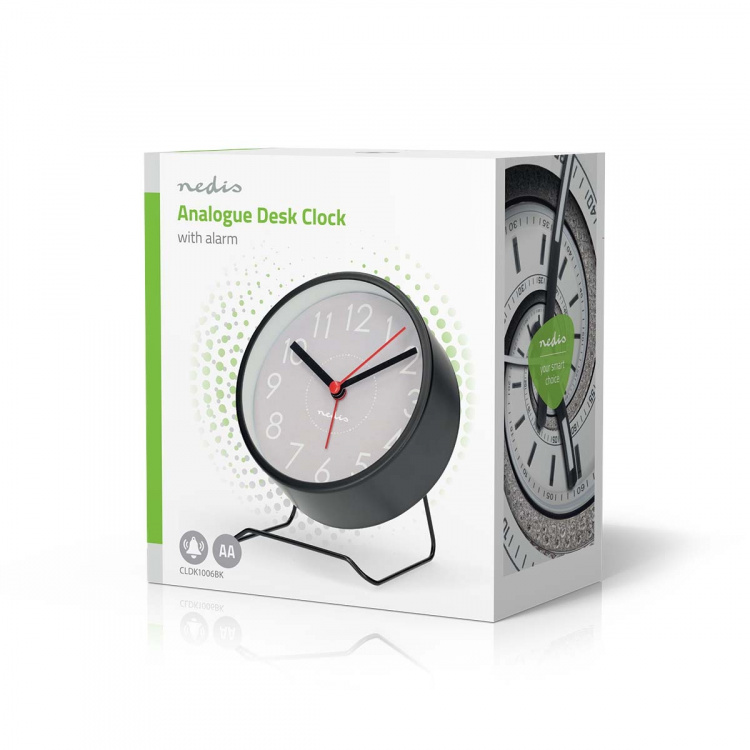 Nedis Analoge Tafelklok | Snoozefunctie | Stil uurwerk | Zwart