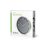 Nedis Wandklok | Diameter: 300 mm | Aluminium | Radiogestuurde tijd | Stille beweging | Grijs / Metaal