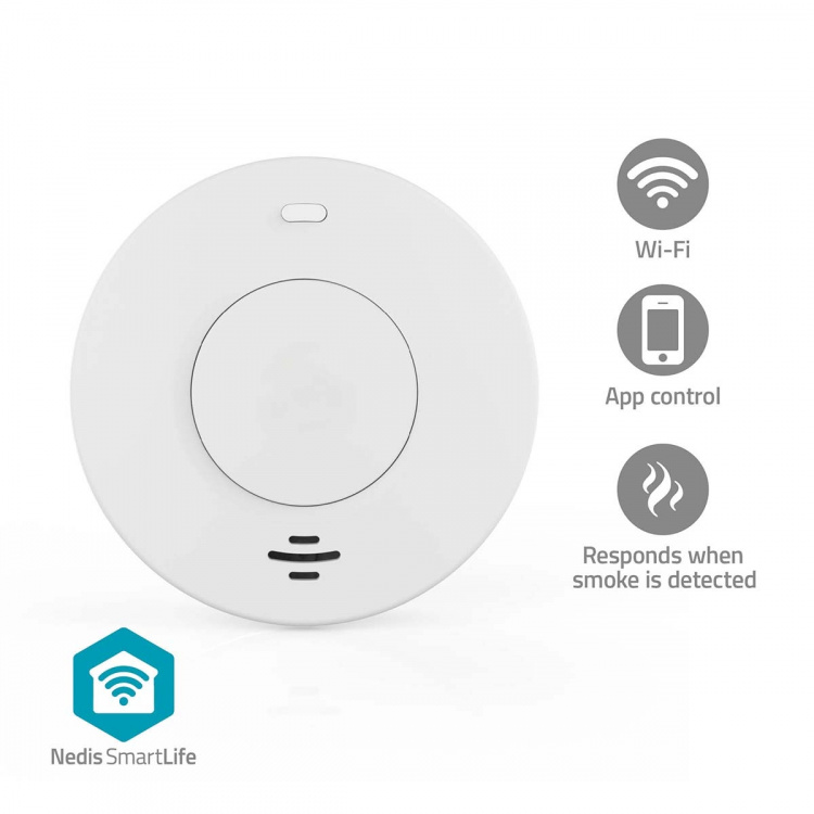 Nedis SmartLife Smoke Detector | Wi-Fi | Battery Powered | Sensor life cycle: 10 year | EN 14604 | Max. battery life: 120 Months