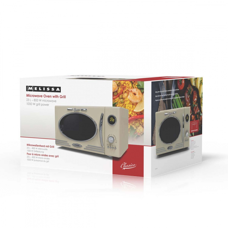 MELISSA Magnetron met Grill | 800 W | 23 L inhoud | 12 Programma\'s | 5 Vermogensniveaus | Ontdooien | 60-minutentimer | Crème