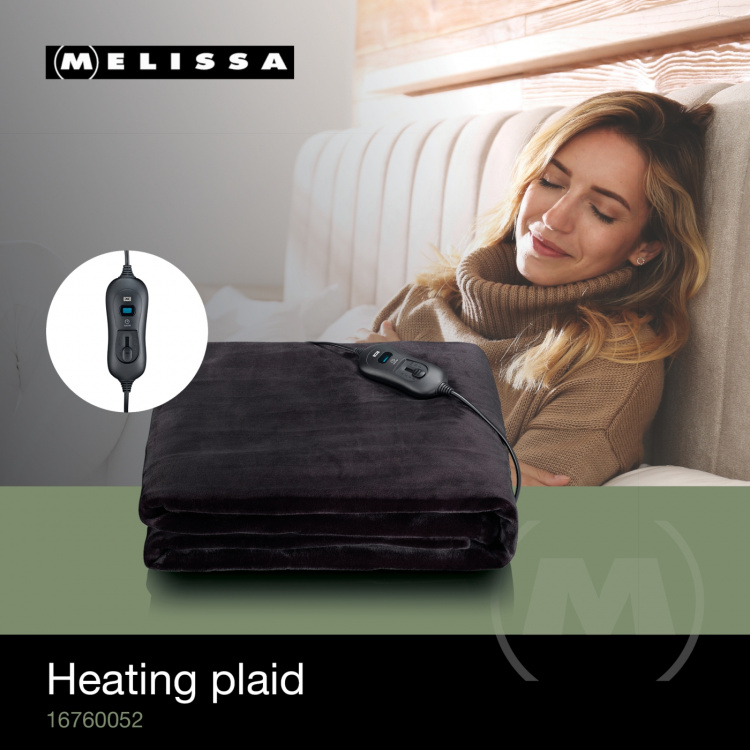 MELISSA Plaid verwarming 180x130cm 120W Zwart