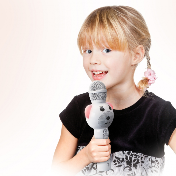 Lenco Karaokemicrofoon met Bluetooth® SD-sleuf verlichting Aux Out Wit