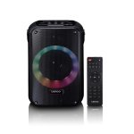 Lenco Karaokesysteem met Bluetooth®, oplaadbare batterij, draadloze karaokemicrofoon en disco LED-verlichting Zwart