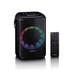 Lenco Karaokesysteem met Bluetooth®, oplaadbare batterij, draadloze karaokemicrofoon en disco LED-verlichting Zwart