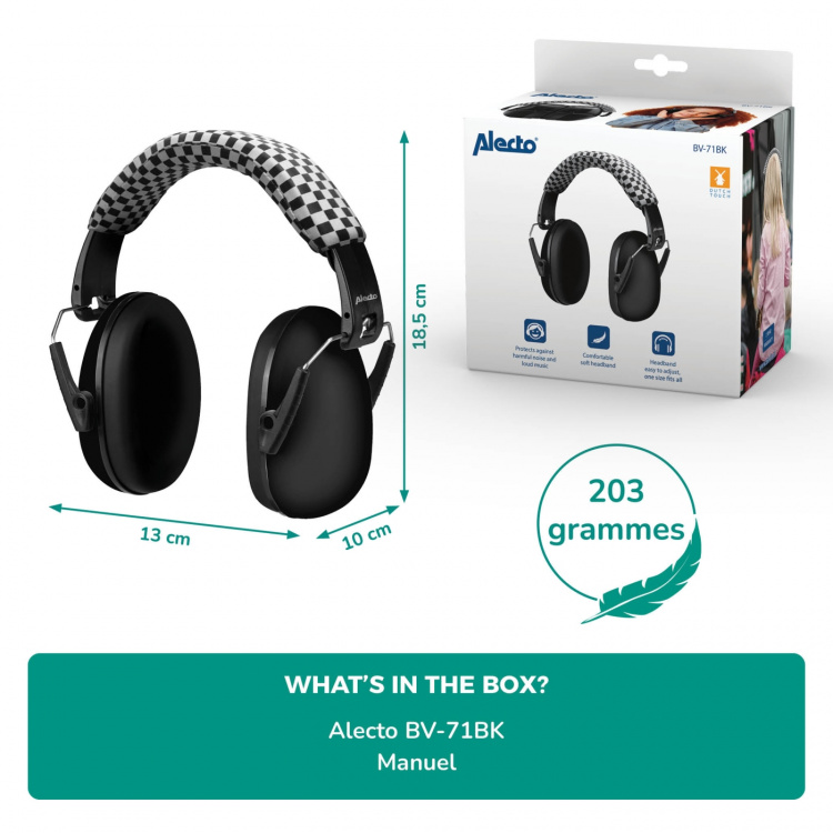 Alecto Gehoorbeschermers voor baby\'s en peuters Zwart