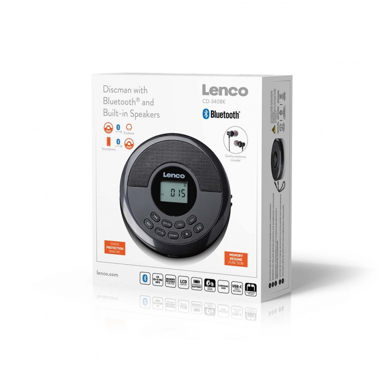 Lenco Discman met Bluetooth® en ingebouwde luidsprekers Lenco Discman met Bluetooth® en ingebouwde luidsprekers