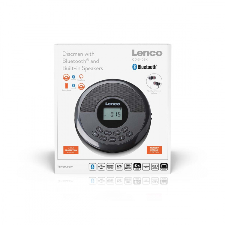 Lenco Discman met Bluetooth® en ingebouwde luidsprekers Lenco Discman met Bluetooth® en ingebouwde luidsprekers