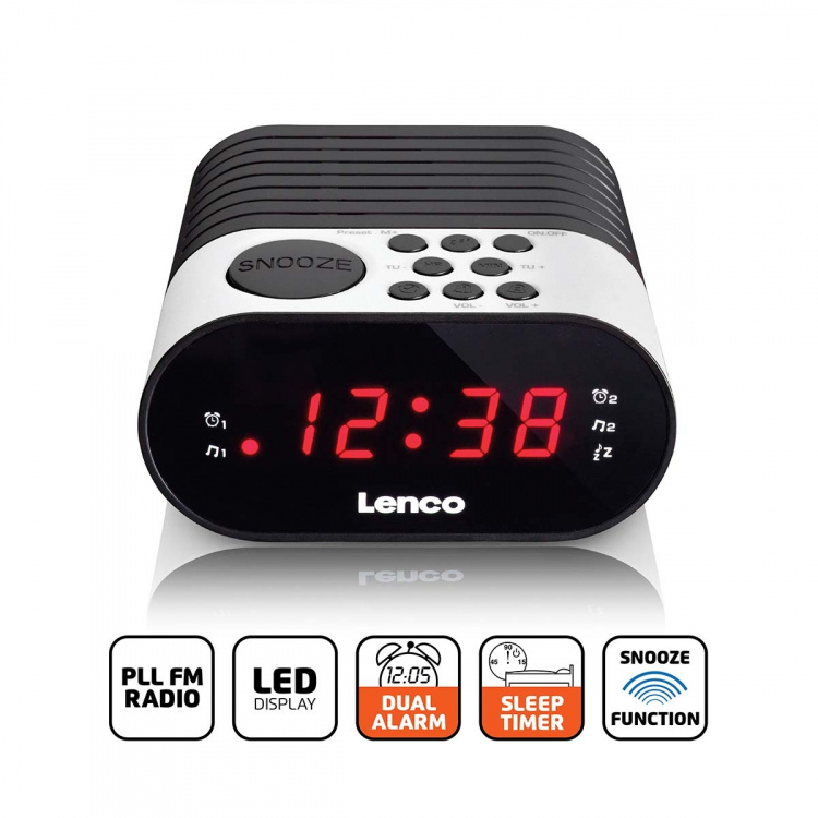 Lenco Wekkerradio Wit