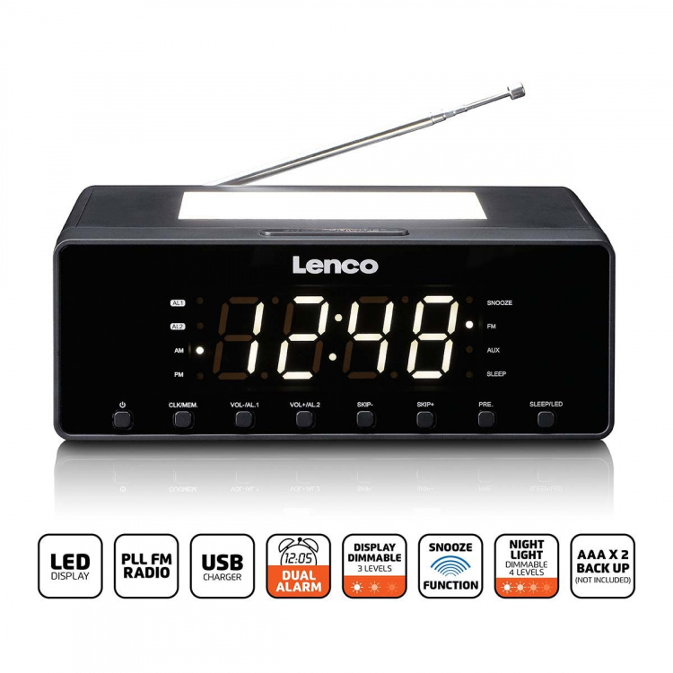 Lenco Wekkerradio met nachtlampje