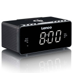 Lenco Stereo FM-klokradio met USB en Qi draadloos opladen voor smartphone Zwart Lenco Stereo FM-klokradio met USB en Qi draadloos opladen voor smartphone Zwart
