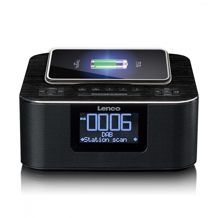 Lenco Stereo wekkerradio met DAB+ FM Bluetooth® draadloos opladen Lenco Stereo wekkerradio met DAB+ FM Bluetooth® draadloos opladen