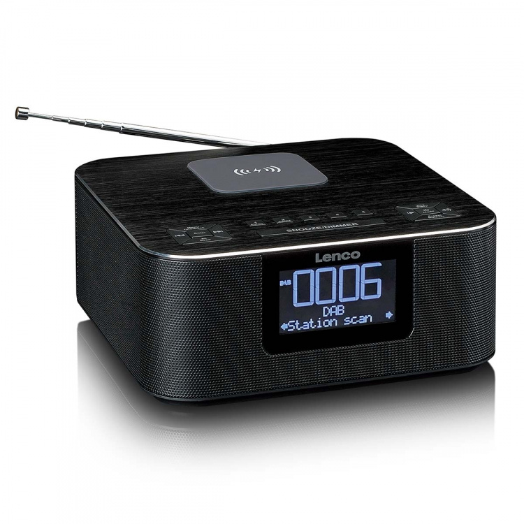 Lenco Stereo wekkerradio met DAB+ FM Bluetooth® draadloos opladen Lenco Stereo wekkerradio met DAB+ FM Bluetooth® draadloos opladen