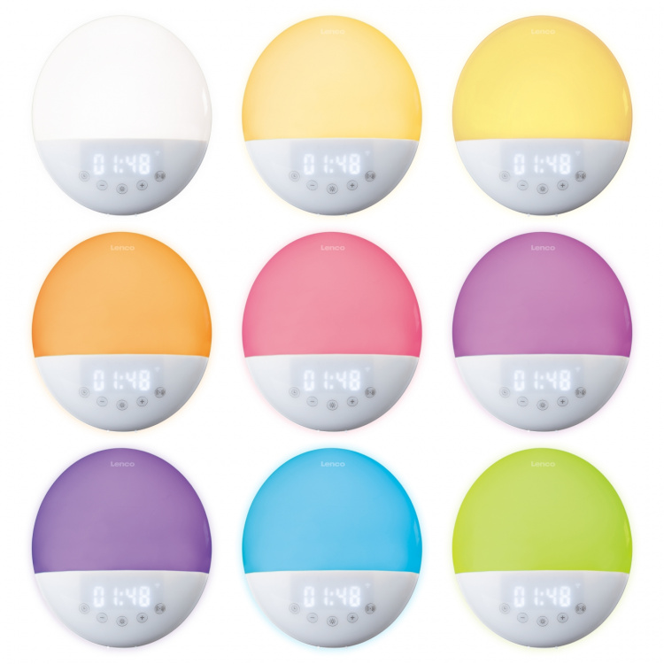 Lenco Slimme wekkerradio met weklicht Multi colour