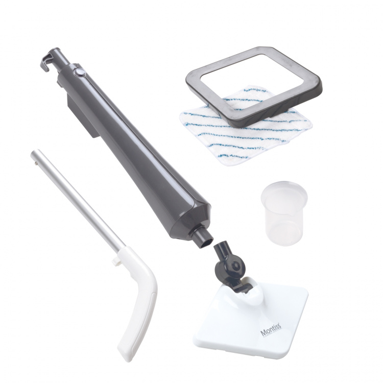 Montiss Stoommop Grijs 350 ml met 4 m snoer en 4 accessoires Montiss Stoommop Grijs 350 ml met 4 m snoer en 4 accessoires