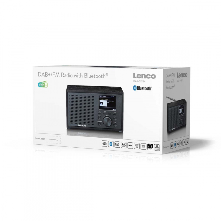 Lenco Mono DAB+ FM-radio met Bluetooth® Zwart